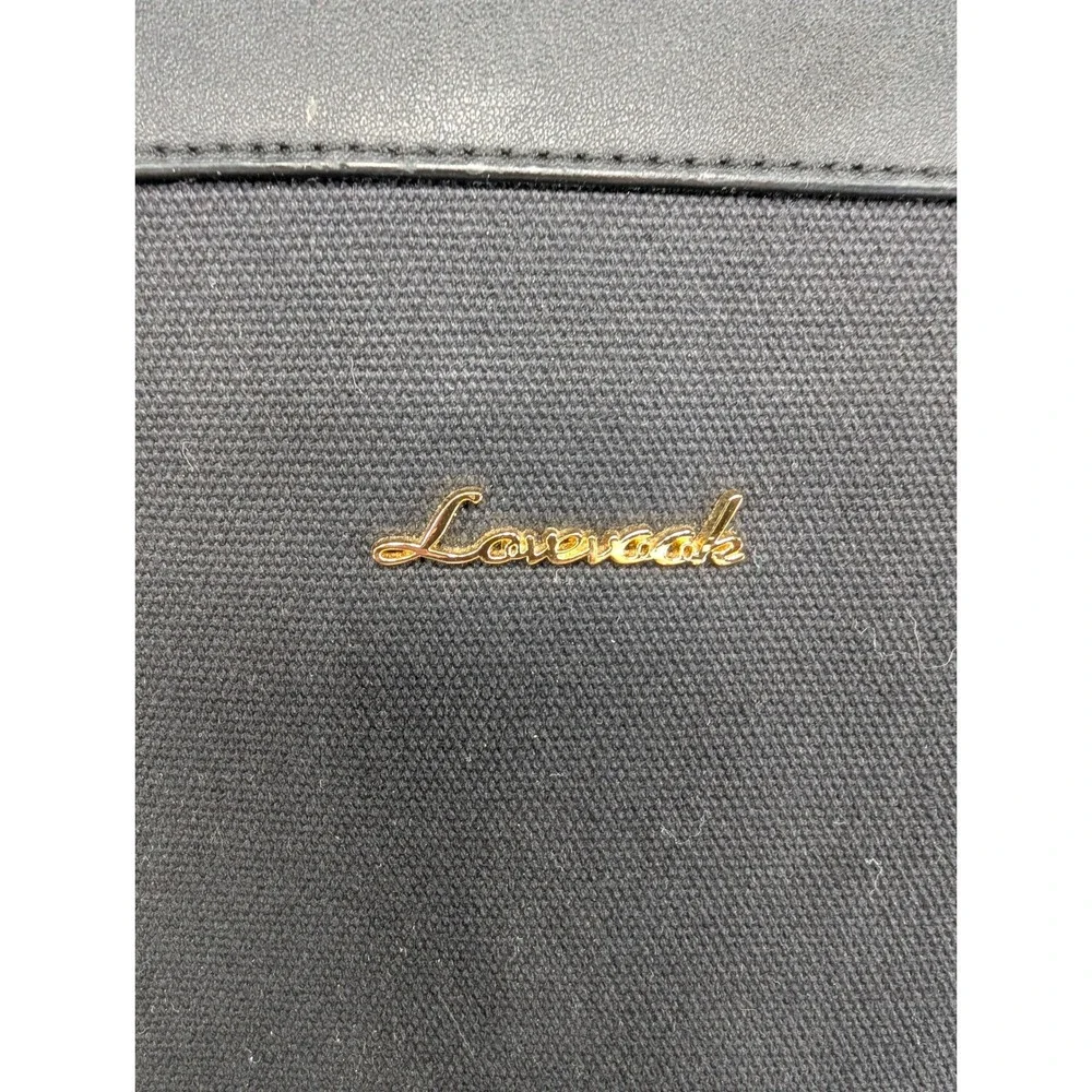 Lovevook Laptop Tote Bag Black Quilted Canvas Faux Leather Work Briefcase 16in
